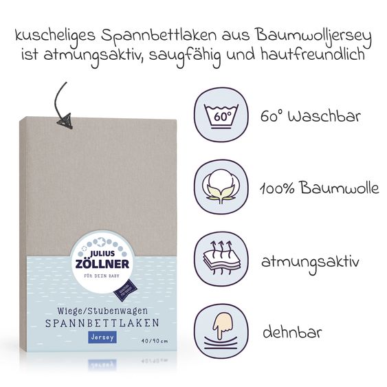 Julius Zöllner fitted sheet for small mattresses 40 x 90 cm - taupe