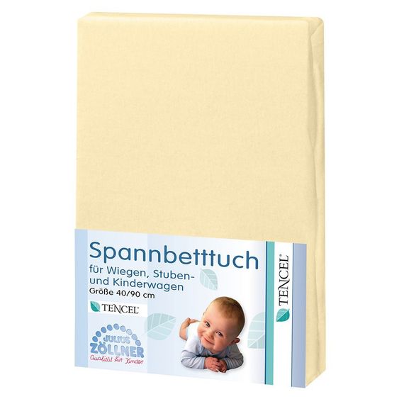 Julius Zöllner Spannbetttuch Tencel für kleine Matratzen 40 x 90 cm - Vanille