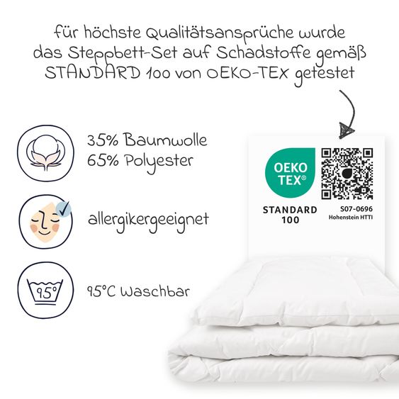 Julius Zöllner Set piumone trapuntato Hygiena 80 x 80 cm + 35 x 40 cm