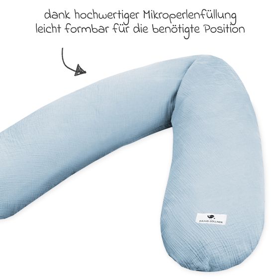 Julius Zöllner Stillkissen Mikroperlen-Füllung inkl. Bezug 190 cm - Musselin - Denim