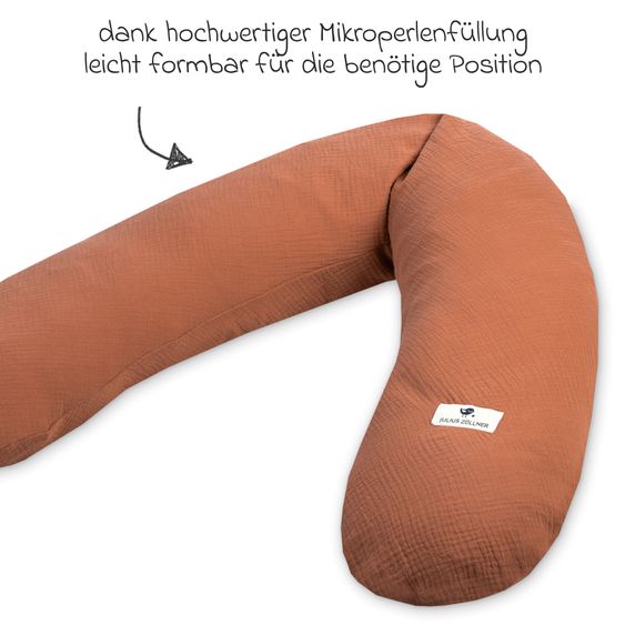 Julius Zöllner Stillkissen Mikroperlen-Füllung inkl. Bezug 190 cm - Musselin - Rost