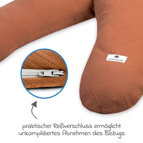 Julius Zöllner Stillkissen Mikroperlen-Füllung inkl. Bezug 190 cm - Musselin - Rost