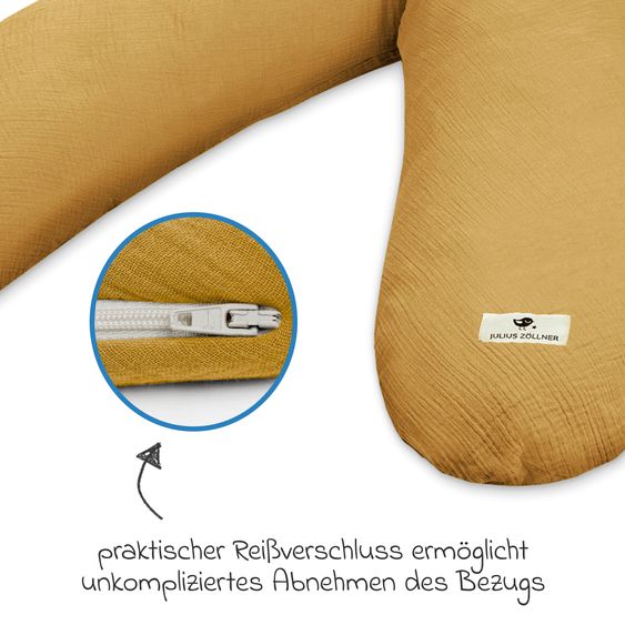 Julius Zöllner Stillkissen Mikroperlen-Füllung inkl. Bezug 190 cm - Musselin - Zimt
