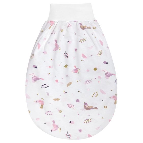 Julius Zöllner Strampelsack Jersey - Berries and Birds - Weiß Rosa - Gr. 50 cm