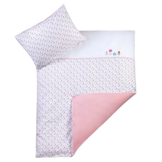 Julius Zöllner Wende-Bettwäsche my Julius mit Applikation 100 x 135 cm - Lilly - Weiß Rosa