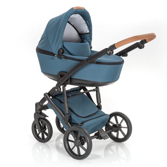 Junama Set passeggino 2in1 Space Combi con navicella, seggiolino sportivo, borsa fasciatoio e parapioggia - Verde