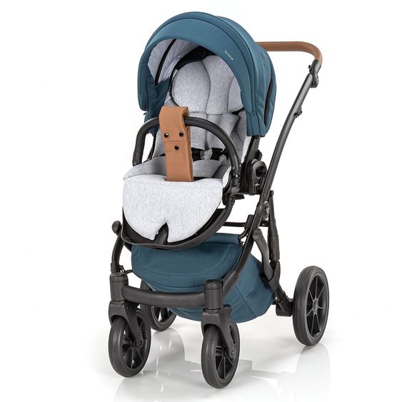 Junama Set passeggino 2in1 Space Combi con navicella, seggiolino sportivo, borsa fasciatoio e parapioggia - Verde