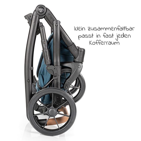 Junama Set passeggino 2in1 Space Combi con navicella, seggiolino sportivo, borsa fasciatoio e parapioggia - Verde