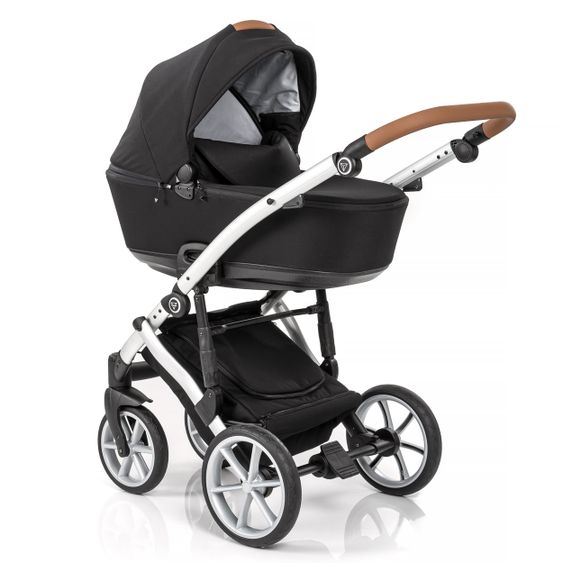 Junama 2in1 Kombi-Kinderwagen-Set Space inkl. Babywanne, Sportsitz,Wickeltasche & Regenschutz - Schwarz
