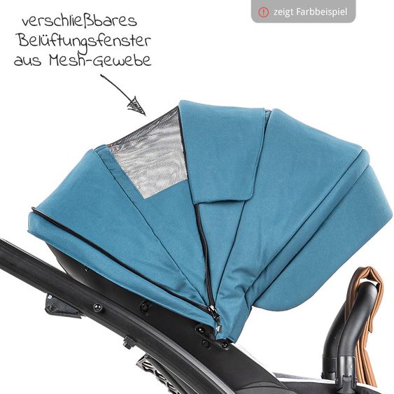Junama 2in1 Kombi-Kinderwagen-Set Space inkl. Babywanne, Sportsitz,Wickeltasche & Regenschutz - Schwarz