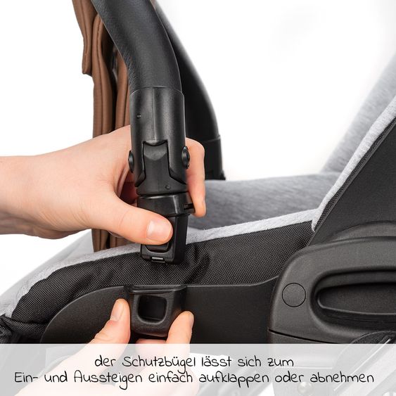 Junama 2in1 Kombi-Kinderwagen-Set Space inkl. Babywanne, Sportsitz,Wickeltasche & Regenschutz - Schwarz
