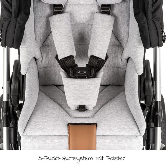 Junama 2in1 Kombi-Kinderwagen-Set Space inkl. Babywanne, Sportsitz,Wickeltasche & Regenschutz - Schwarz