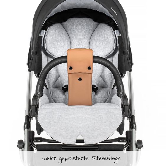 Junama 2in1 Kombi-Kinderwagen-Set Space inkl. Babywanne, Sportsitz,Wickeltasche & Regenschutz - Schwarz