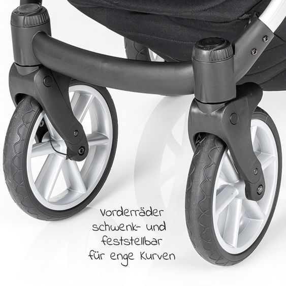 Junama 2in1 Kombi-Kinderwagen-Set Space inkl. Babywanne, Sportsitz,Wickeltasche & Regenschutz - Schwarz