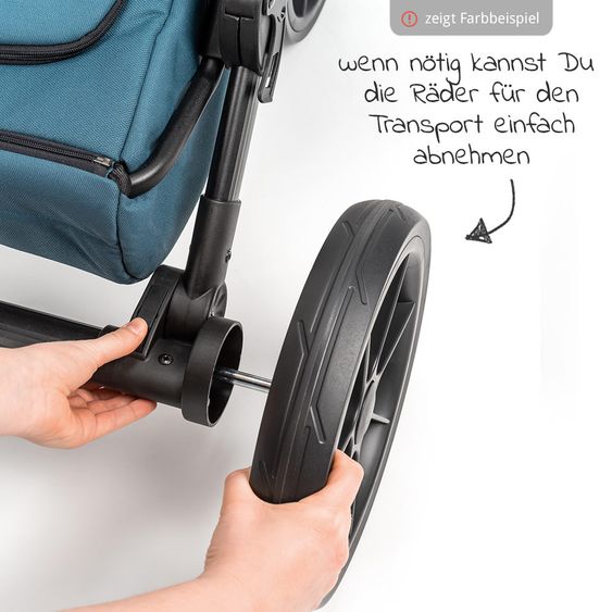 Junama 2in1 Kombi-Kinderwagen-Set Space inkl. Babywanne, Sportsitz,Wickeltasche & Regenschutz - Schwarz