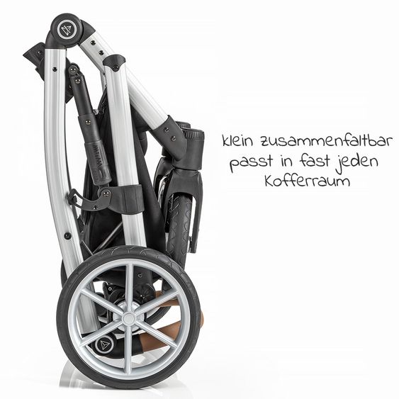 Junama 2in1 Kombi-Kinderwagen-Set Space inkl. Babywanne, Sportsitz,Wickeltasche & Regenschutz - Schwarz