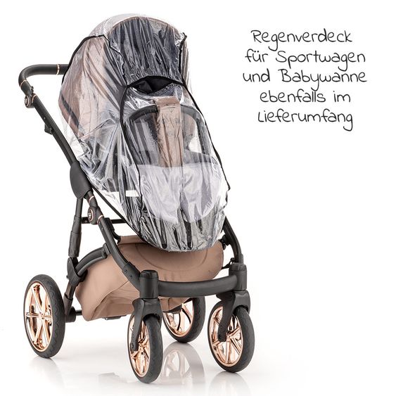 Junama Set passeggino 2in1 Termo Line Tex Combi con navicella, seggiolino sportivo, borsa fasciatoio e parapioggia - Beige