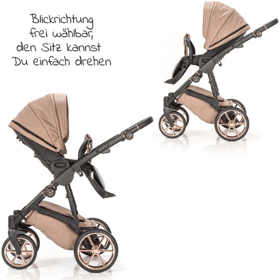 Junama Set passeggino 2in1 Termo Line Tex Combi con navicella, seggiolino sportivo, borsa fasciatoio e parapioggia - Beige