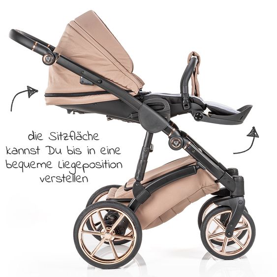 Junama Set passeggino 2in1 Termo Line Tex Combi con navicella, seggiolino sportivo, borsa fasciatoio e parapioggia - Beige