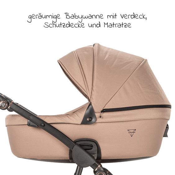 Junama Set passeggino 2in1 Termo Line Tex Combi con navicella, seggiolino sportivo, borsa fasciatoio e parapioggia - Beige