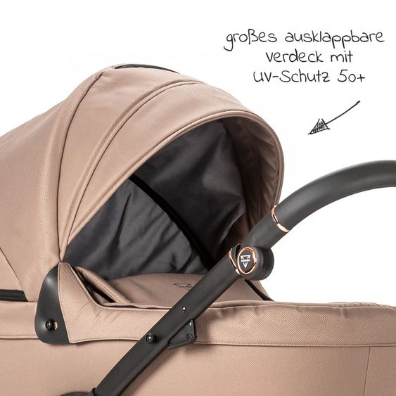 Junama Set passeggino 2in1 Termo Line Tex Combi con navicella, seggiolino sportivo, borsa fasciatoio e parapioggia - Beige