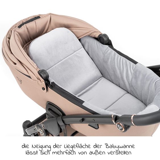 Junama Set passeggino 2in1 Termo Line Tex Combi con navicella, seggiolino sportivo, borsa fasciatoio e parapioggia - Beige