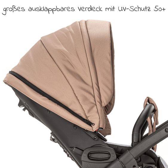Junama Set passeggino 2in1 Termo Line Tex Combi con navicella, seggiolino sportivo, borsa fasciatoio e parapioggia - Beige