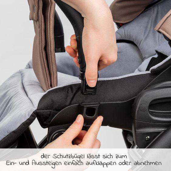 Junama Set passeggino 2in1 Termo Line Tex Combi con navicella, seggiolino sportivo, borsa fasciatoio e parapioggia - Beige