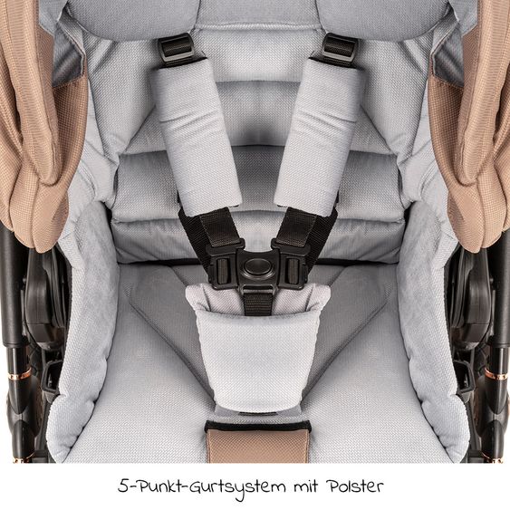 Junama Set passeggino 2in1 Termo Line Tex Combi con navicella, seggiolino sportivo, borsa fasciatoio e parapioggia - Beige