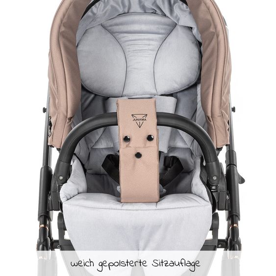 Junama Set passeggino 2in1 Termo Line Tex Combi con navicella, seggiolino sportivo, borsa fasciatoio e parapioggia - Beige