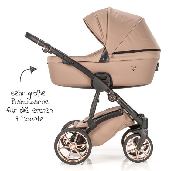 Junama Set passeggino 2in1 Termo Line Tex Combi con navicella, seggiolino sportivo, borsa fasciatoio e parapioggia - Beige