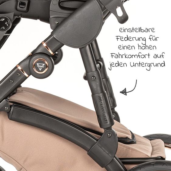 Junama Set passeggino 2in1 Termo Line Tex Combi con navicella, seggiolino sportivo, borsa fasciatoio e parapioggia - Beige