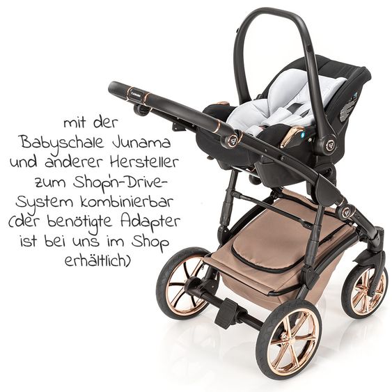 Junama Set passeggino 2in1 Termo Line Tex Combi con navicella, seggiolino sportivo, borsa fasciatoio e parapioggia - Beige
