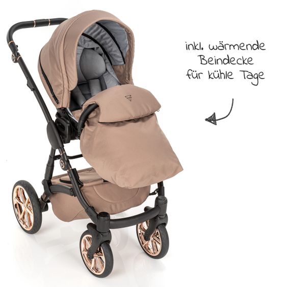 Junama Set passeggino 2in1 Termo Line Tex Combi con navicella, seggiolino sportivo, borsa fasciatoio e parapioggia - Beige