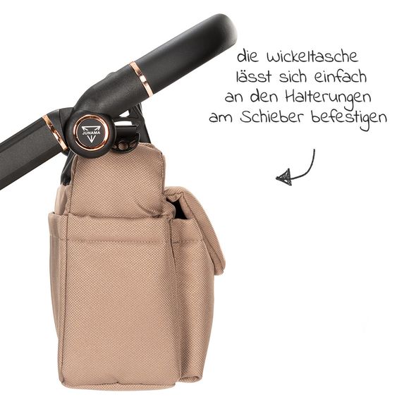 Junama Set passeggino 2in1 Termo Line Tex Combi con navicella, seggiolino sportivo, borsa fasciatoio e parapioggia - Beige