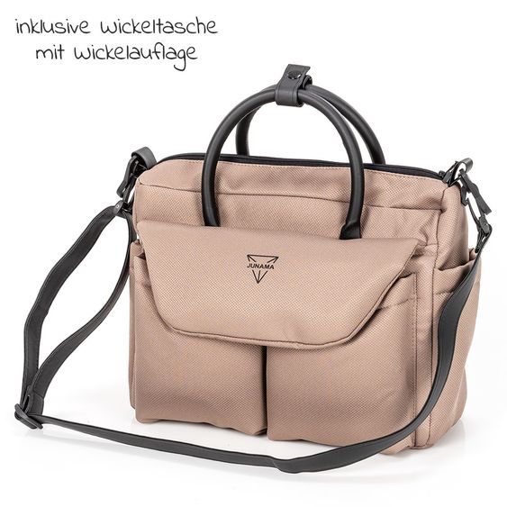 Junama Set passeggino 2in1 Termo Line Tex Combi con navicella, seggiolino sportivo, borsa fasciatoio e parapioggia - Beige