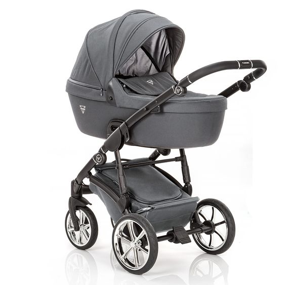 Junama 2in1 Kombi-Kinderwagen-Set Termo Line Tex inkl. Babywanne, Sportsitz,Wickeltasche & Regenschutz - Grau