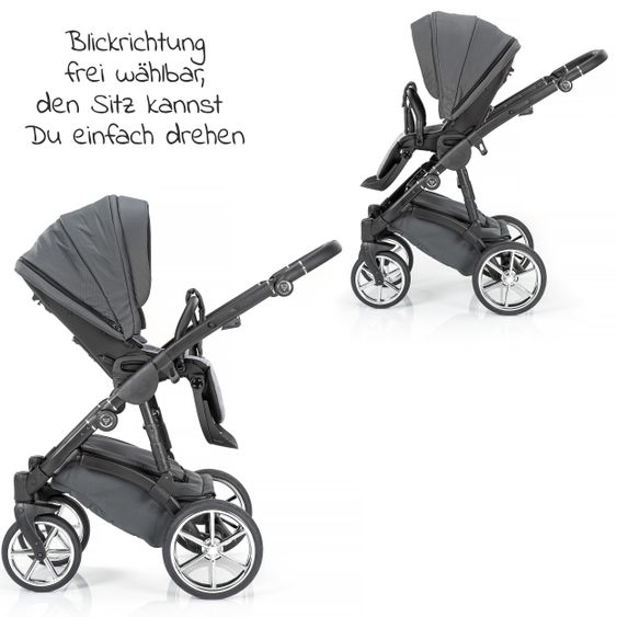 Junama 2in1 Kombi-Kinderwagen-Set Termo Line Tex inkl. Babywanne, Sportsitz,Wickeltasche & Regenschutz - Grau