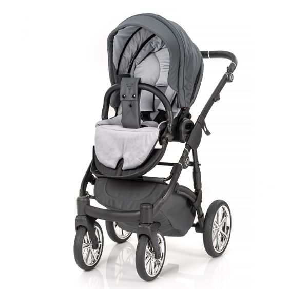 Junama 2in1 Kombi-Kinderwagen-Set Termo Line Tex inkl. Babywanne, Sportsitz,Wickeltasche & Regenschutz - Grau