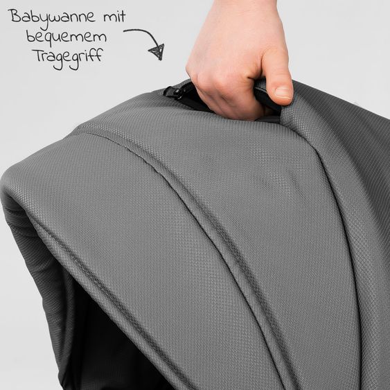 Junama 2in1 Kombi-Kinderwagen-Set Termo Line Tex inkl. Babywanne, Sportsitz,Wickeltasche & Regenschutz - Grau