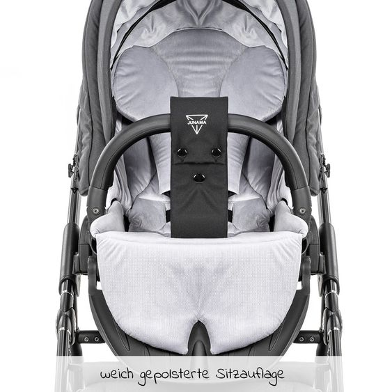 Junama 2in1 Kombi-Kinderwagen-Set Termo Line Tex inkl. Babywanne, Sportsitz,Wickeltasche & Regenschutz - Grau