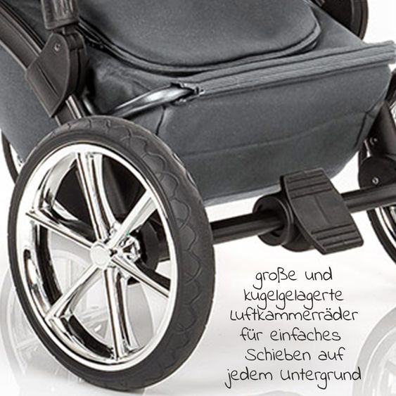 Junama 2in1 Kombi-Kinderwagen-Set Termo Line Tex inkl. Babywanne, Sportsitz,Wickeltasche & Regenschutz - Grau