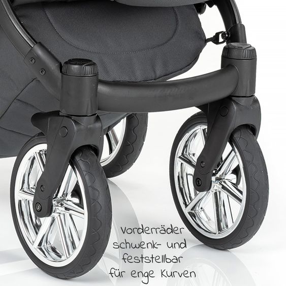 Junama 2in1 Kombi-Kinderwagen-Set Termo Line Tex inkl. Babywanne, Sportsitz,Wickeltasche & Regenschutz - Grau