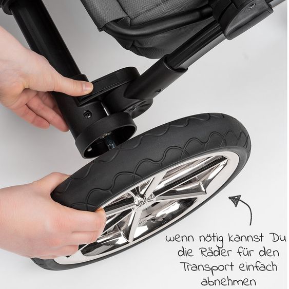 Junama 2in1 Kombi-Kinderwagen-Set Termo Line Tex inkl. Babywanne, Sportsitz,Wickeltasche & Regenschutz - Grau