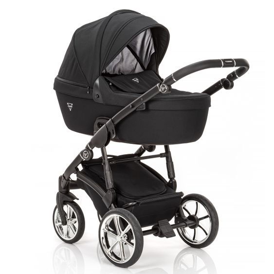 Junama 2in 1 Kombi-Kinderwagen-Set Termo Line Tex inkl. Babywanne, Sportsitz, Wickeltasche & Regenschutz - Schwarz