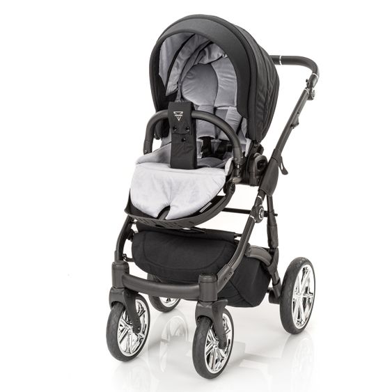 Junama 2in 1 Kombi-Kinderwagen-Set Termo Line Tex inkl. Babywanne, Sportsitz, Wickeltasche & Regenschutz - Schwarz