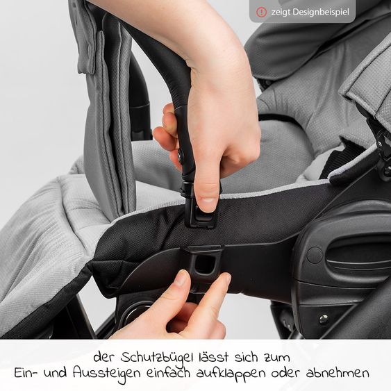 Junama 2in 1 Kombi-Kinderwagen-Set Termo Line Tex inkl. Babywanne, Sportsitz, Wickeltasche & Regenschutz - Schwarz
