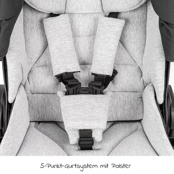 Junama 2in 1 Kombi-Kinderwagen-Set Termo Line Tex inkl. Babywanne, Sportsitz, Wickeltasche & Regenschutz - Schwarz