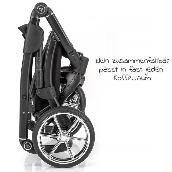 Junama 2in 1 Kombi-Kinderwagen-Set Termo Line Tex inkl. Babywanne, Sportsitz, Wickeltasche & Regenschutz - Schwarz