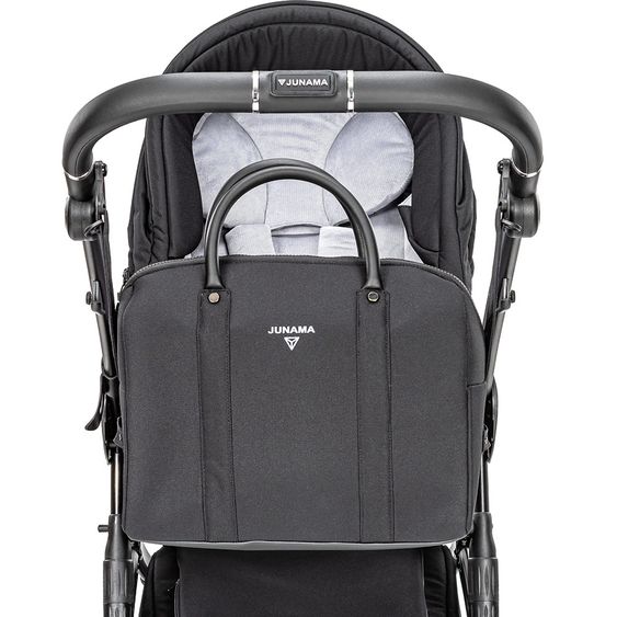 Junama 2in 1 Kombi-Kinderwagen-Set Termo Line Tex inkl. Babywanne, Sportsitz, Wickeltasche & Regenschutz - Schwarz